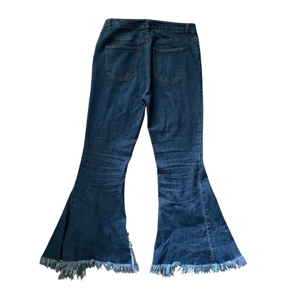 Fit & Flare Ruffled Raw Hem Size 13 Blue Denim Jeans - Picture 2 of 6